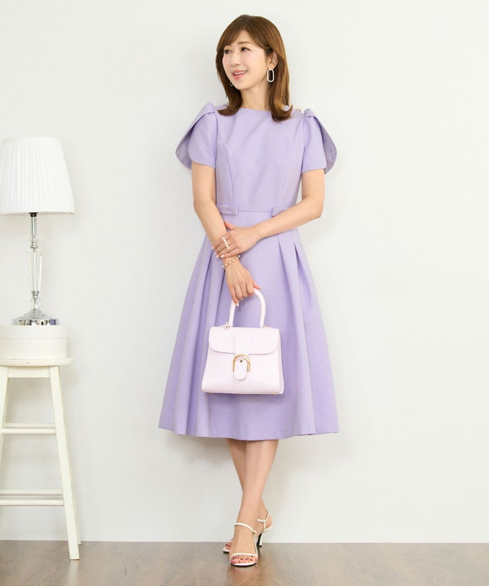 ワンピース レディース ファッション 上品 かわいい きれいめ 大人 半袖 フィット&フレア 半袖 オフィス パーティ ディナー ドレス ジョイントスペース