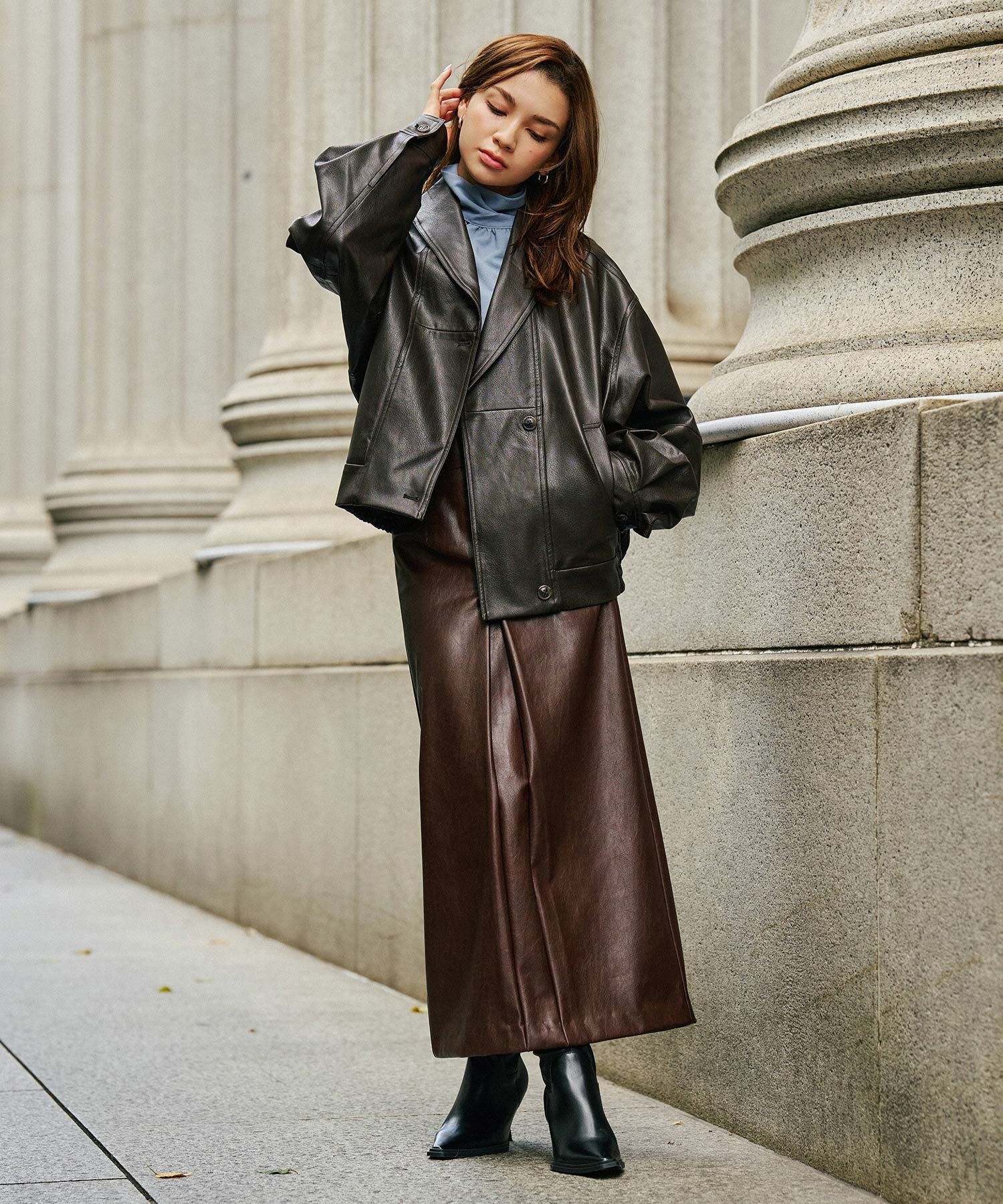 ショールカラー レザー ブルゾン KINO THE KEI 全2色｜ktk131-0118【2