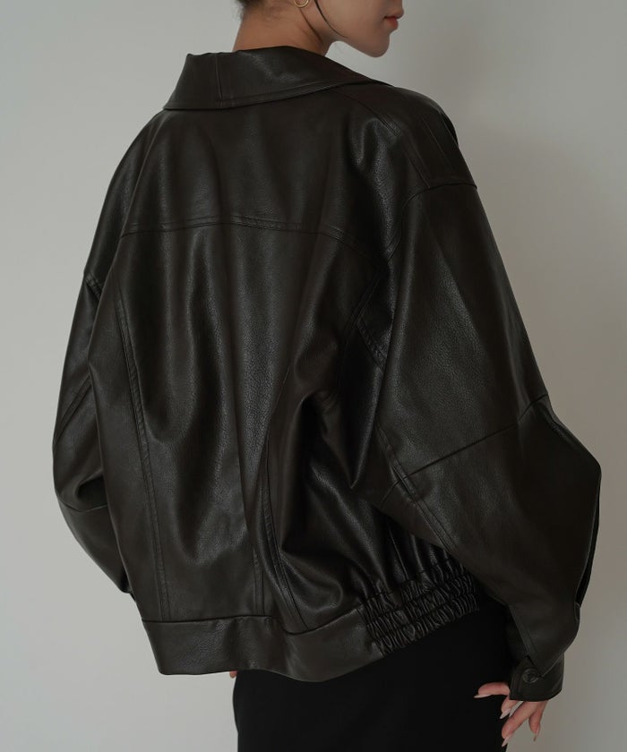 モード オーバーサイズ ライトアウター レザーアウター ブルゾン 古着 ヴィンテージ 韓国風 綺麗め 細見え カジュアル KINO THE KEI