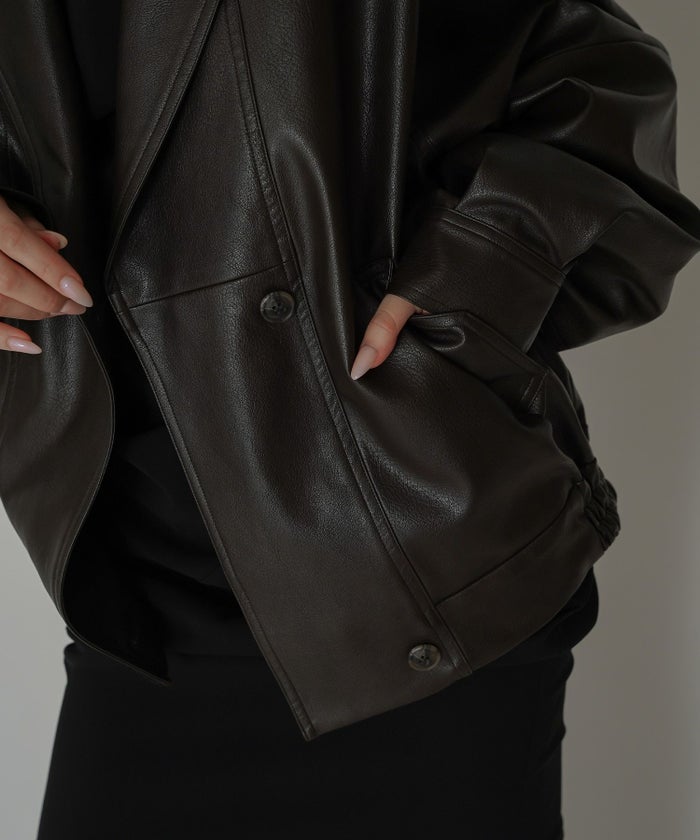 モード オーバーサイズ ライトアウター レザーアウター ブルゾン 古着 ヴィンテージ 韓国風 綺麗め 細見え カジュアル KINO THE KEI