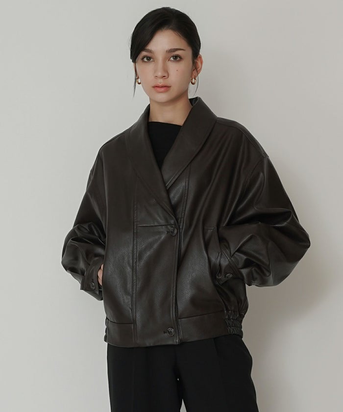 モード オーバーサイズ ライトアウター レザーアウター ブルゾン 古着 ヴィンテージ 韓国風 綺麗め 細見え カジュアル KINO THE KEI