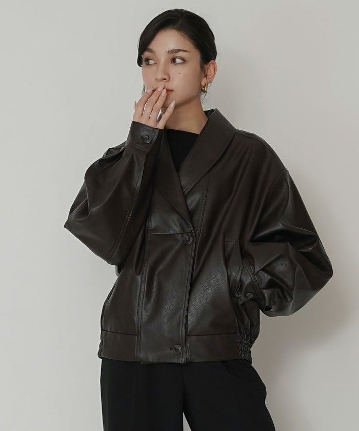 モード オーバーサイズ ライトアウター レザーアウター ブルゾン 古着 ヴィンテージ 韓国風 綺麗め 細見え カジュアル KINO THE KEI