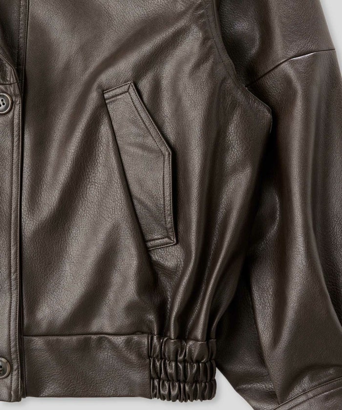 モード オーバーサイズ ライトアウター レザーアウター ブルゾン 古着 ヴィンテージ 韓国風 綺麗め 細見え カジュアル KINO THE KEI