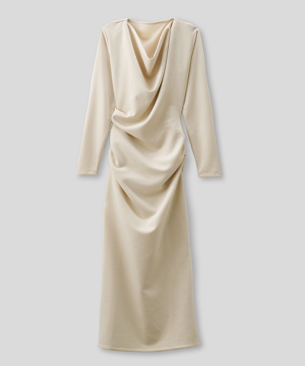 ロングワンピース カットソー セットアップ オフショルトップス ドレープ タイトワンピ 韓国風 綺麗め 細見え カジュアル KINO THE KEI