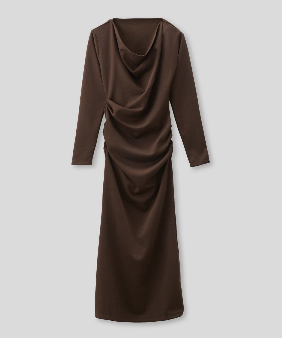 ロングワンピース カットソー セットアップ オフショルトップス ドレープ タイトワンピ 韓国風 綺麗め 細見え カジュアル KINO THE KEI