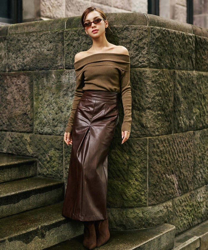 リブニット オフショル ワンショル 2WAY デート ディナー モテニット 伸縮性 KINO THE KEI