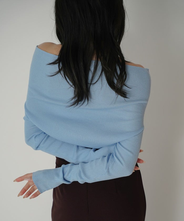 リブニット オフショル ワンショル 2WAY デート ディナー モテニット 伸縮性 KINO THE KEI