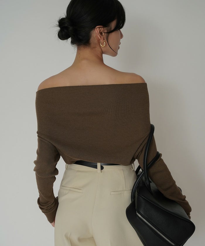 リブニット オフショル ワンショル 2WAY デート ディナー モテニット 伸縮性 KINO THE KEI