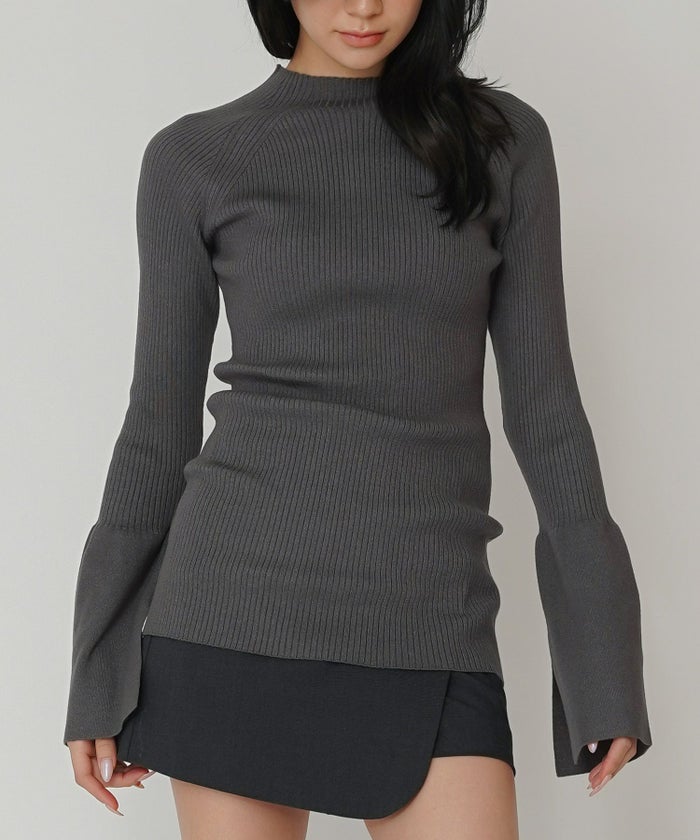 ニットトップス 薄手ニット ハイネック タイトトップス 韓国風 綺麗め 細見え カジュアル KINO THE KEI