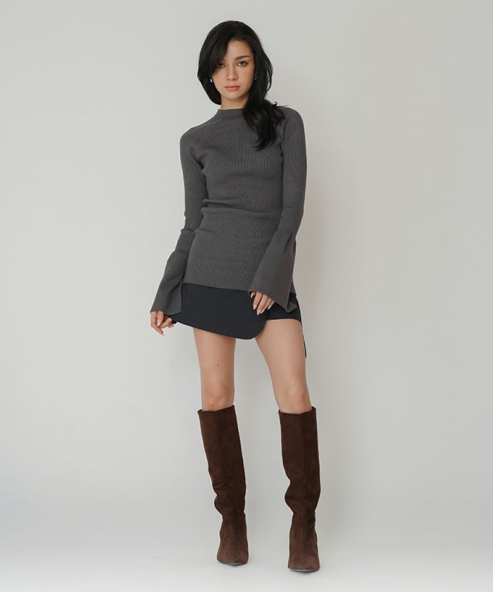 ニットトップス 薄手ニット ハイネック タイトトップス 韓国風 綺麗め 細見え カジュアル KINO THE KEI