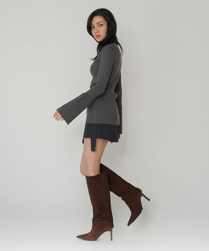 ニットトップス 薄手ニット ハイネック タイトトップス 韓国風 綺麗め 細見え カジュアル KINO THE KEI