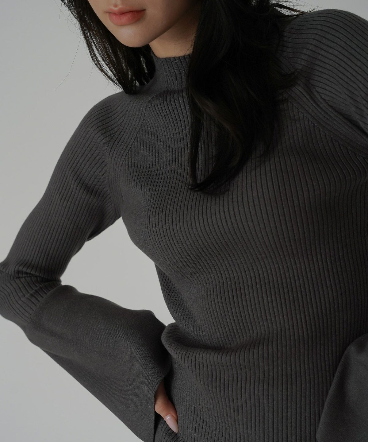 ニットトップス 薄手ニット ハイネック タイトトップス 韓国風 綺麗め 細見え カジュアル KINO THE KEI