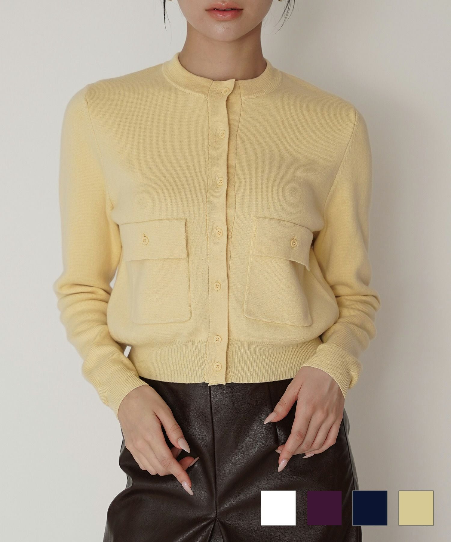 フラップ ポケット ニット カーディガン KINO THE KEI 全4色｜ktk431