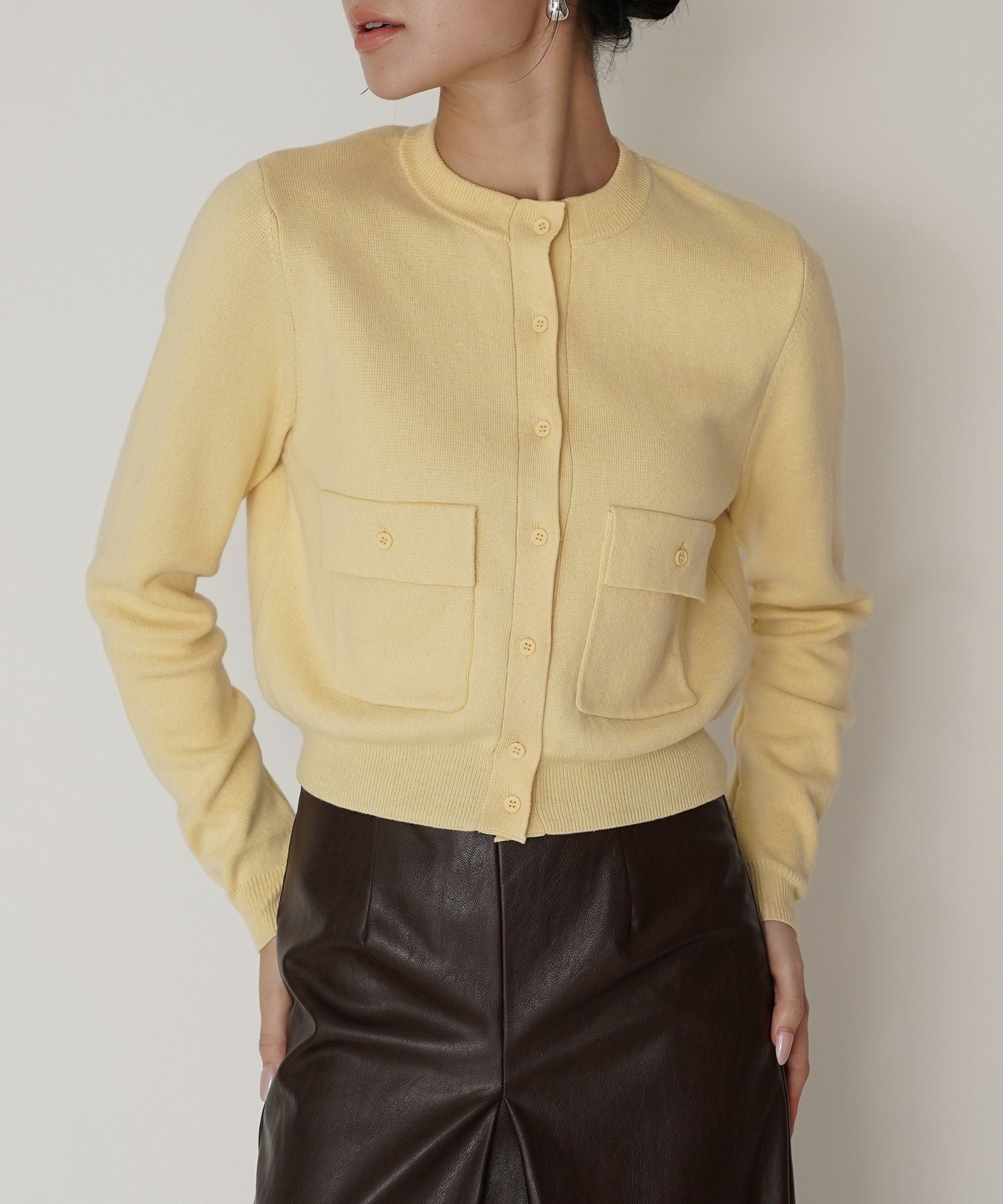 フラップ ポケット ニット カーディガン KINO THE KEI 全4色｜ktk431