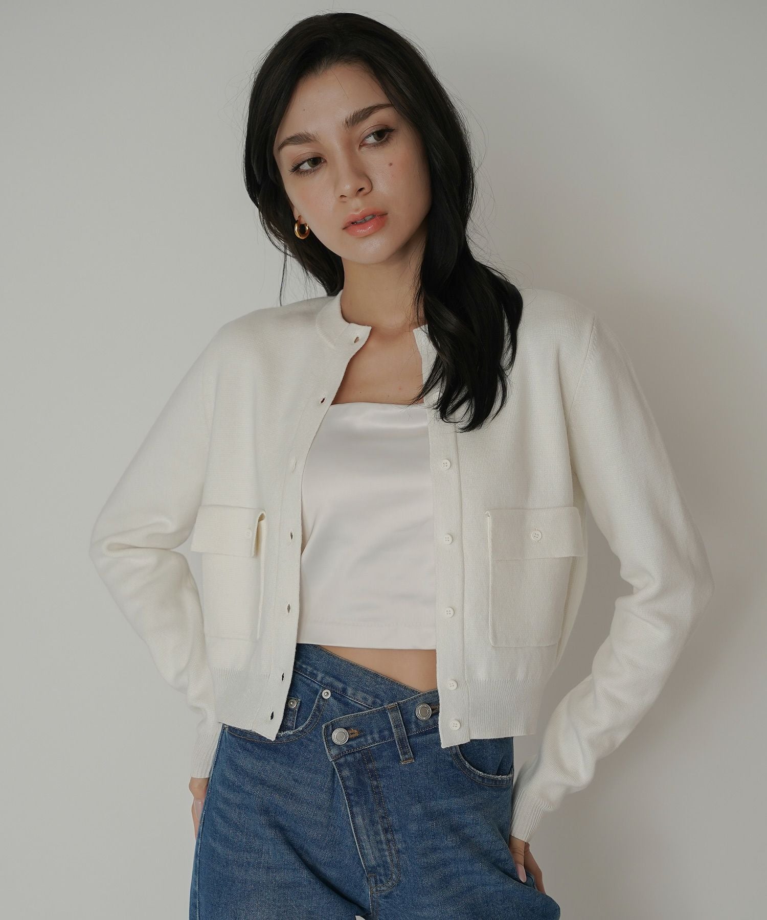 フラップ ポケット ニット カーディガン KINO THE KEI 全4色｜ktk431