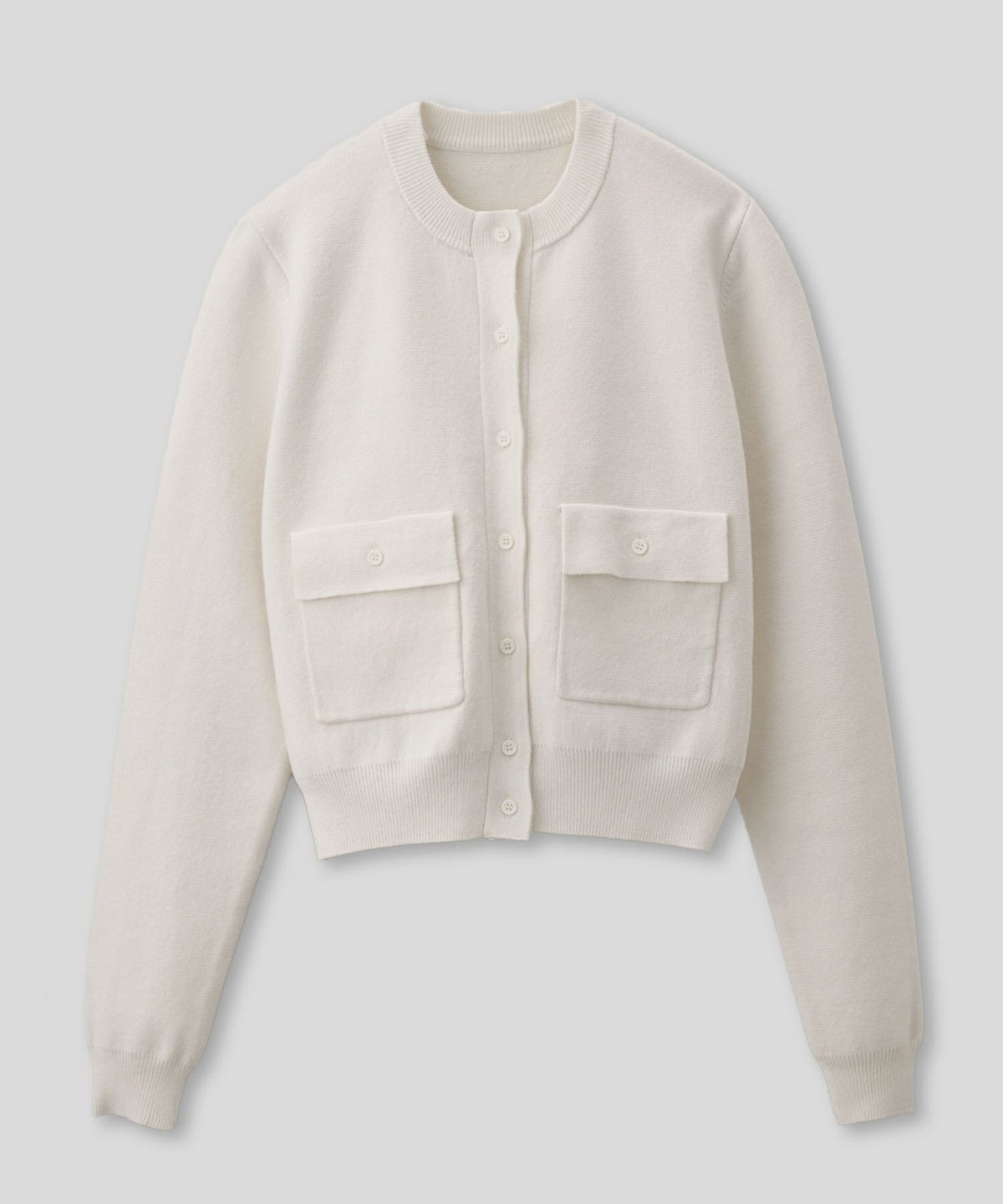 ニットトップス コンパクトカーデ ショート丈 ブランドロゴ付き タイトトップス 韓国風 綺麗め 細見え カジュアル KINO THE KEI