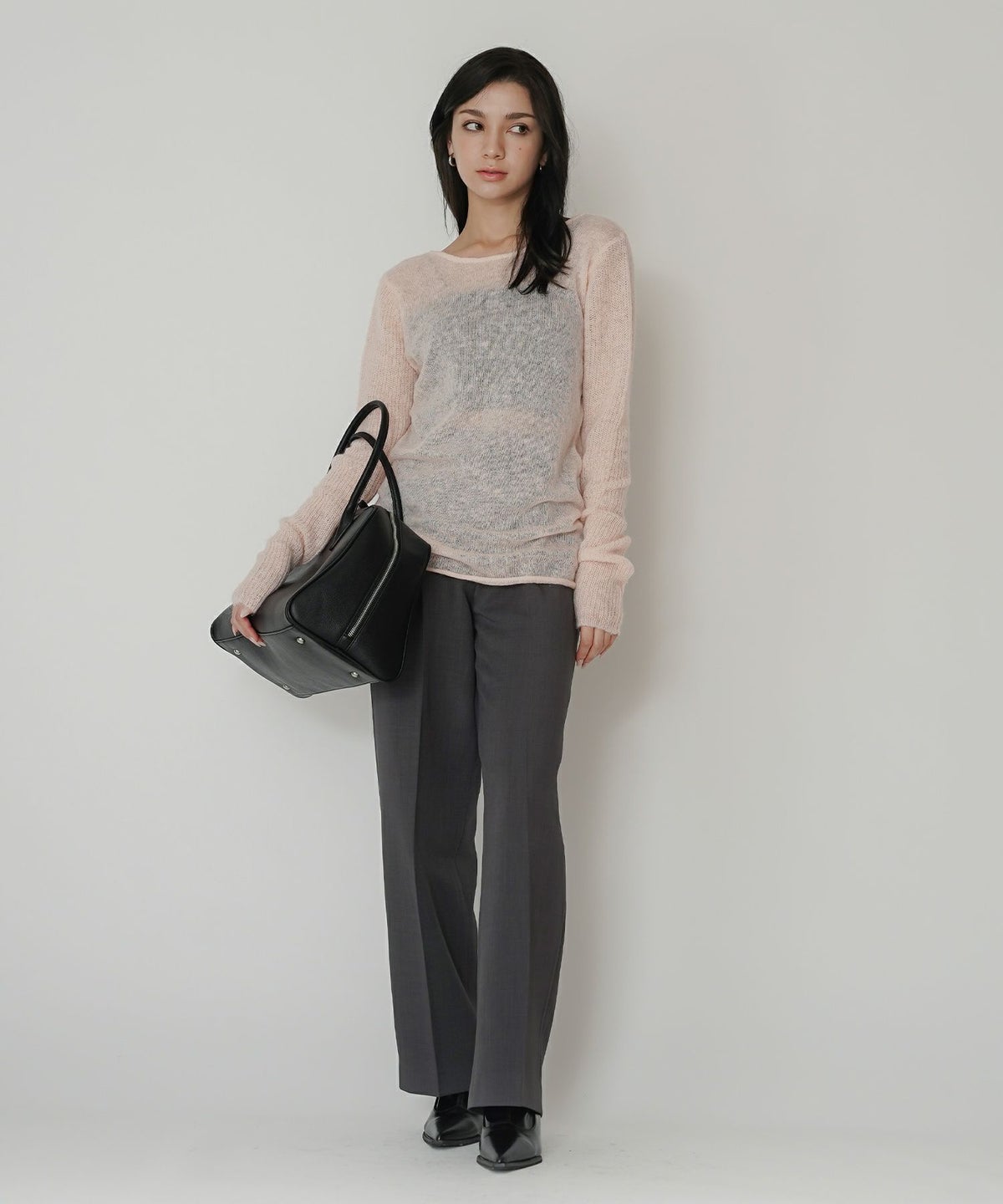 背中見せ 2way ラメニット シアーニット タイトトップス 韓国風 綺麗め 細見え カジュアル KINO THE KEI