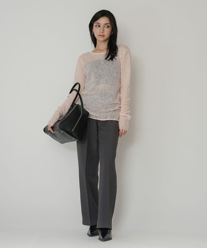 背中見せ 2way ラメニット シアーニット タイトトップス 韓国風 綺麗め 細見え カジュアル KINO THE KEI