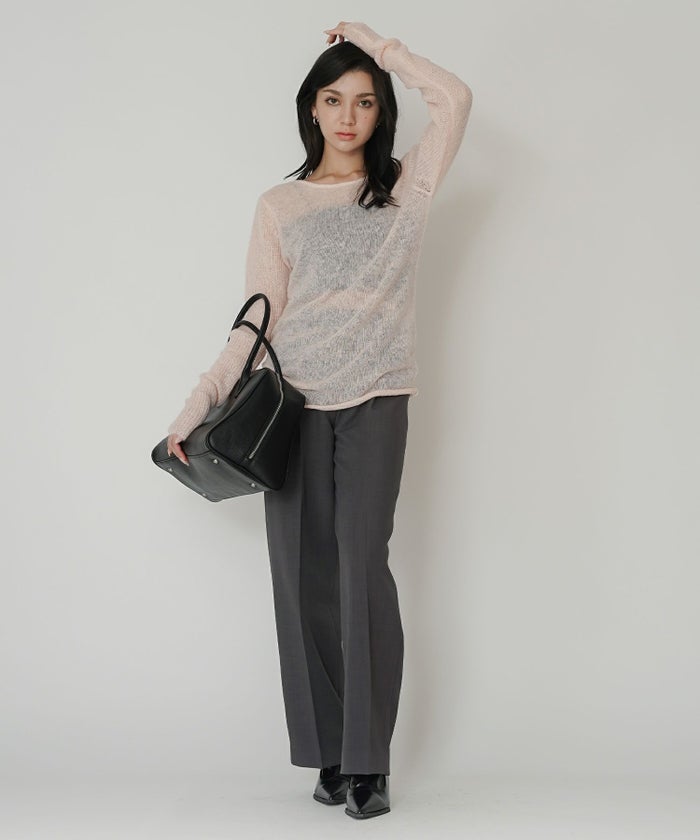 背中見せ 2way ラメニット シアーニット タイトトップス 韓国風 綺麗め 細見え カジュアル KINO THE KEI