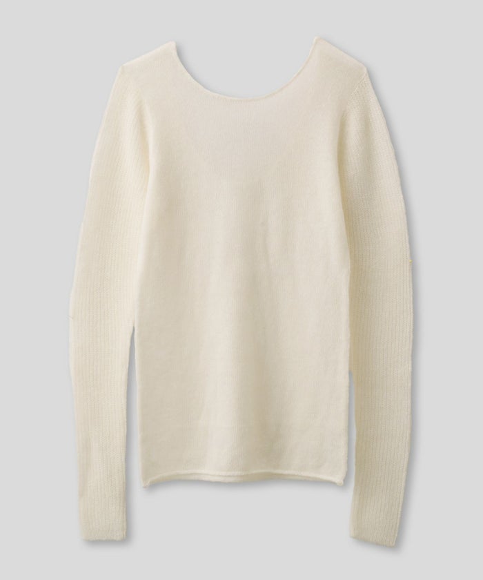 背中見せ 2way ラメニット シアーニット タイトトップス 韓国風 綺麗め 細見え カジュアル KINO THE KEI