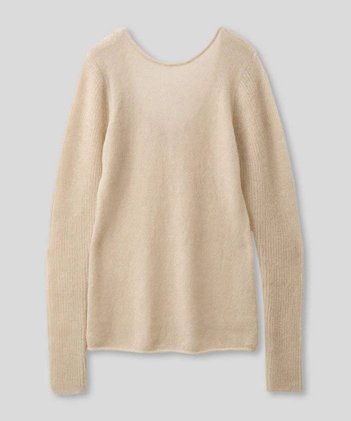 背中見せ 2way ラメニット シアーニット タイトトップス 韓国風 綺麗め 細見え カジュアル KINO THE KEI