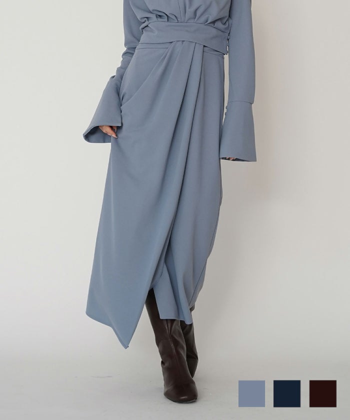 ディナー パーティー セットアップ エレガント タイトスカート ベルト付 ラップスカート KINO THE KEI タック ドレープ タイトスカート ( セットアップ可 ) KINO THE KEI