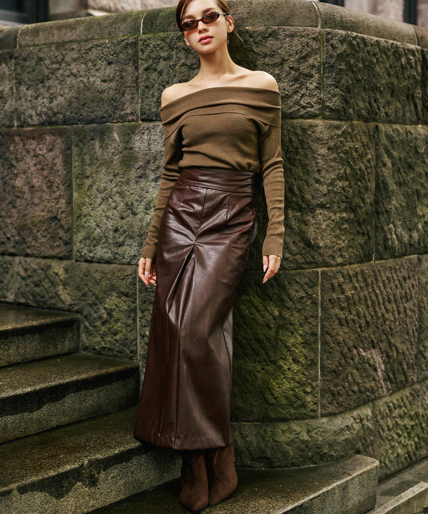 TIMESALE レザー ナロー スカート KINO THE KEI 全2色｜ktk631-0132【2