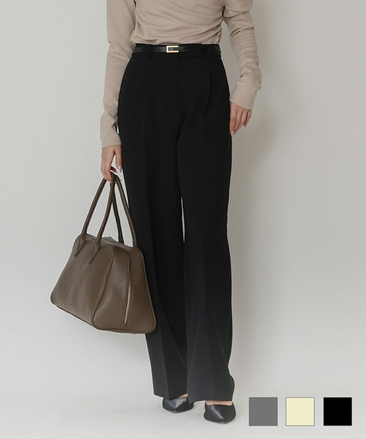 綺麗め オフィス 大人 スラックス ワイドスラックス ストレートパンツ セットアップ KINO THE KEI ワイド ストレート スラックス KINO THE KEI