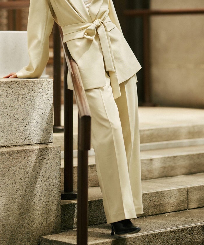 綺麗め オフィス 大人 スラックス ワイドスラックス ストレートパンツ セットアップ KINO THE KEI