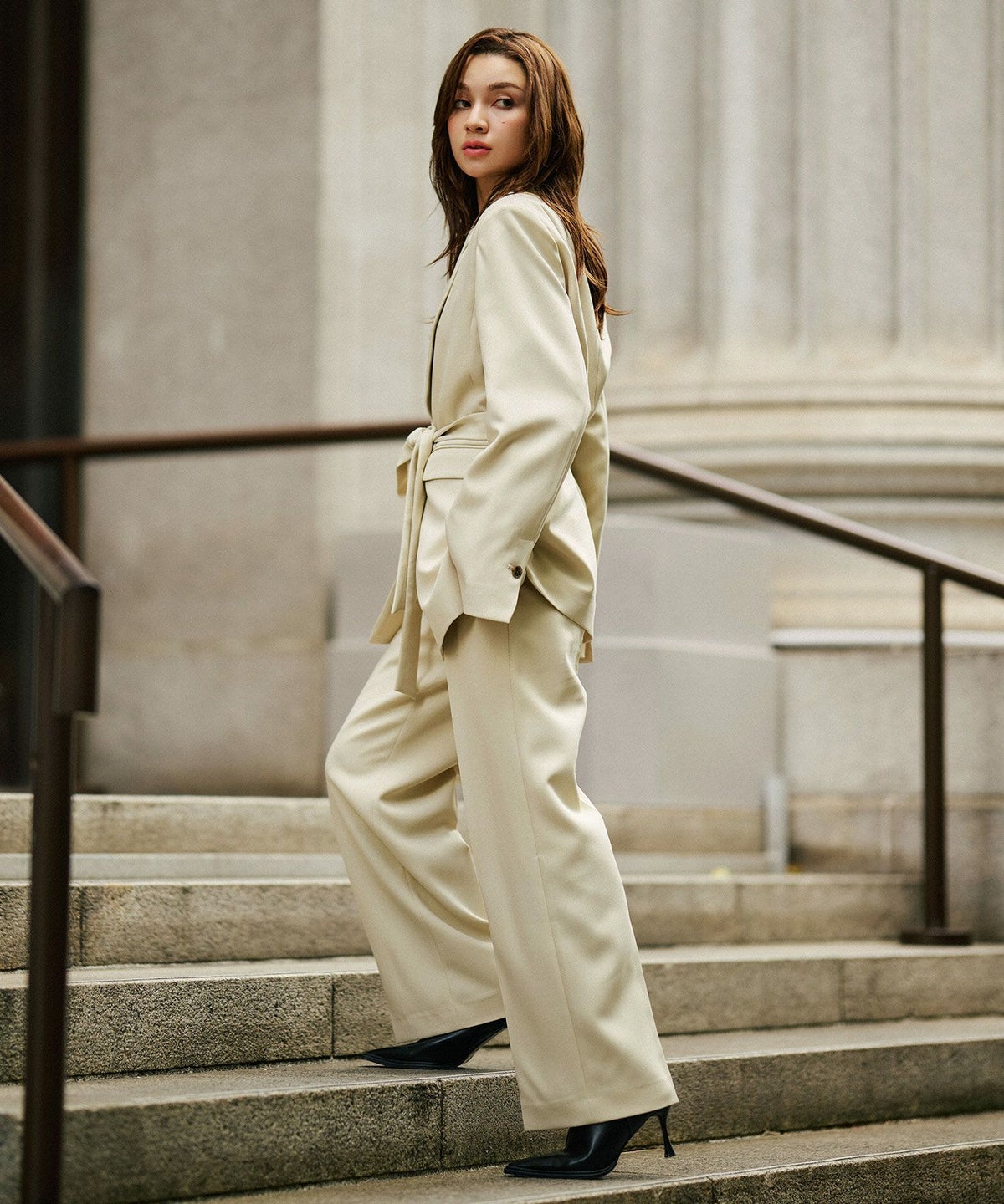 綺麗め オフィス 大人 スラックス ワイドスラックス ストレートパンツ セットアップ KINO THE KEI