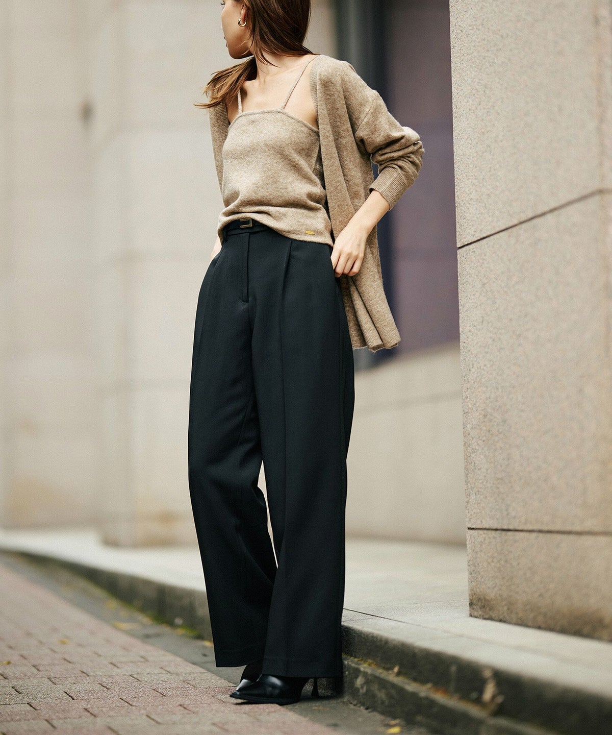 綺麗め オフィス 大人 スラックス ワイドスラックス ストレートパンツ セットアップ KINO THE KEI