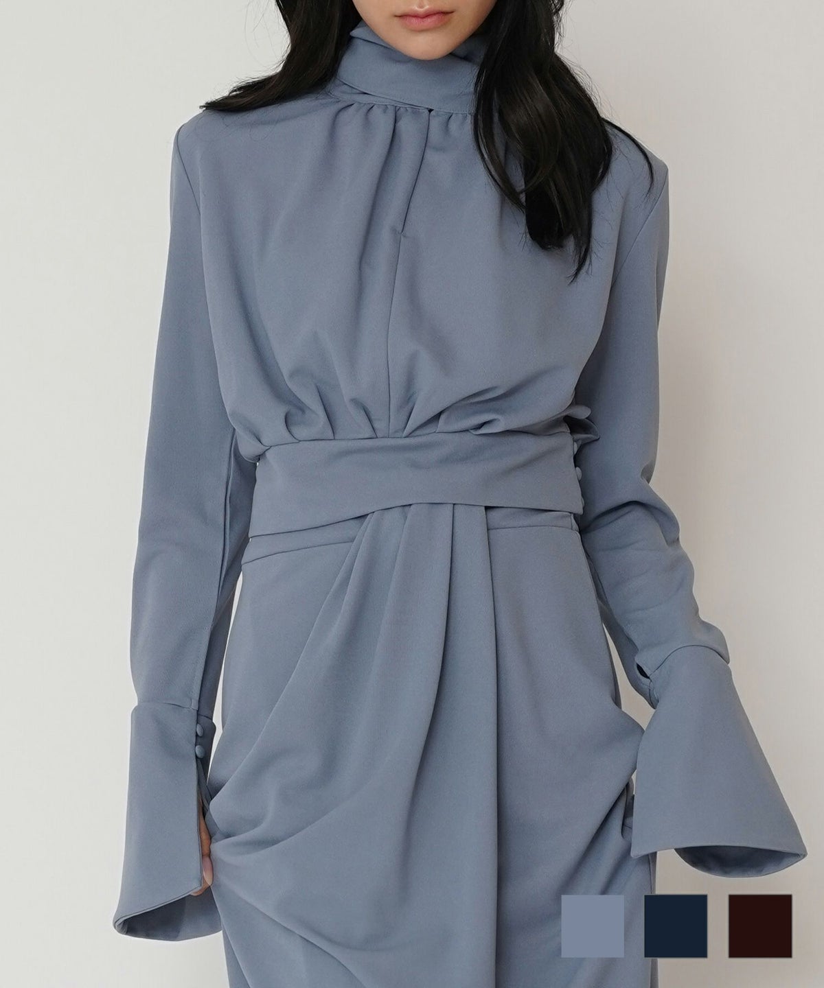 ディナー パーティー ブラウス トップス ボウタイリボン 変形 セットアップ エレガント 2way KINO THE KEI クロス ネック ボウタイ ブラウス ( セットアップ可 ）KINO THE KEI