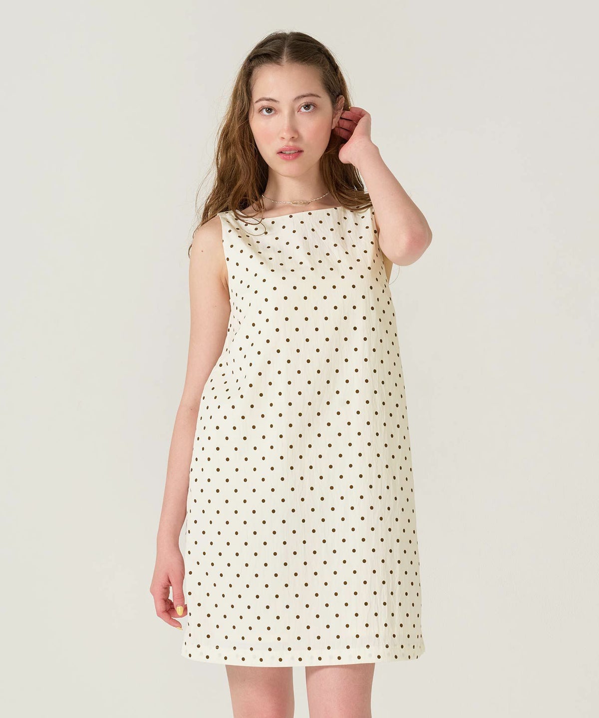 ドット/アイボリー/ジャンスカ/ワンピース