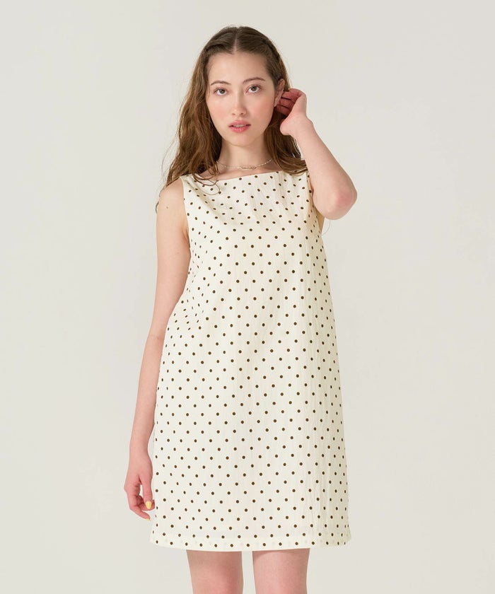 ドット/アイボリー/ジャンスカ/ワンピース