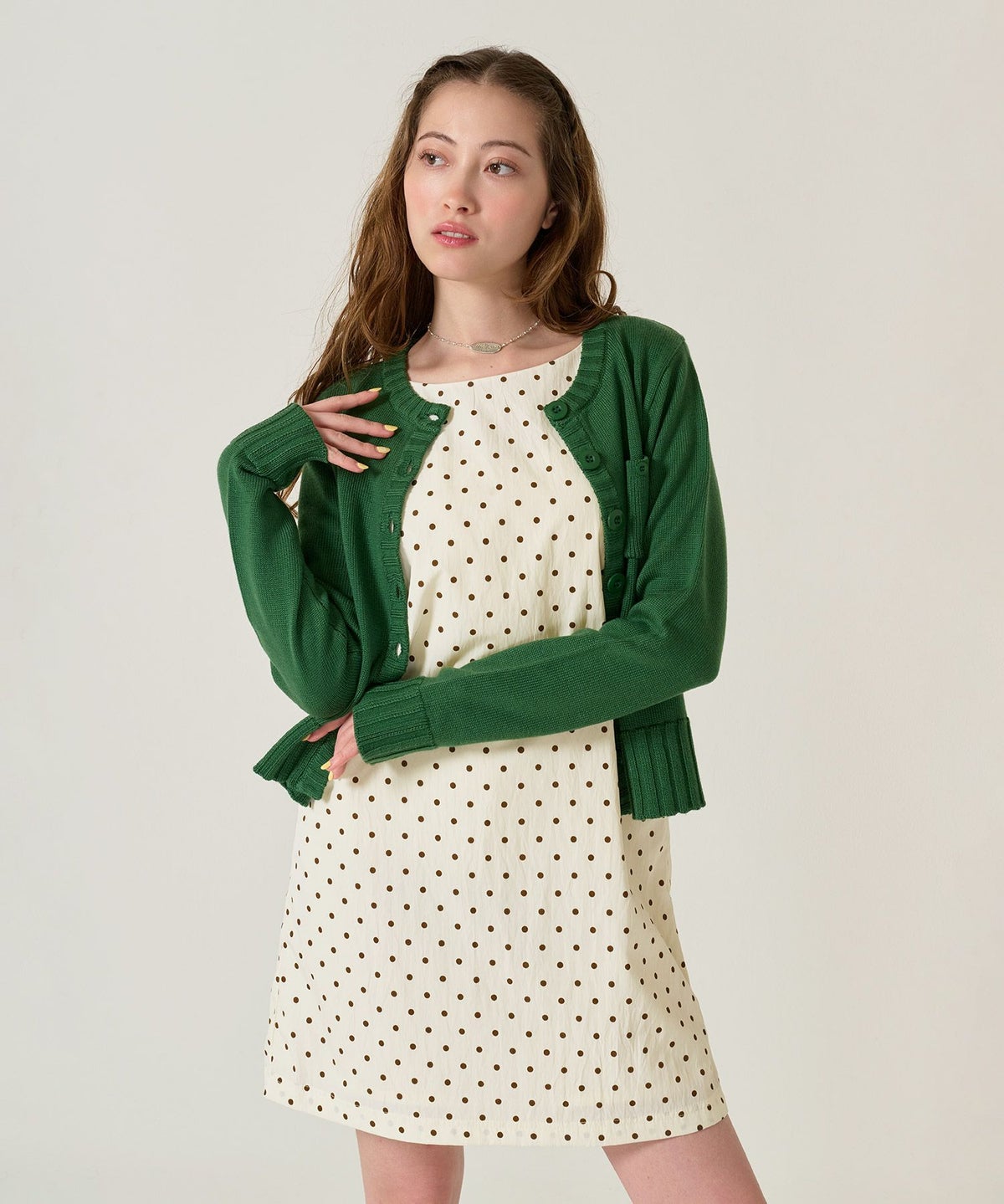 ドット/アイボリー/ジャンスカ/ワンピース