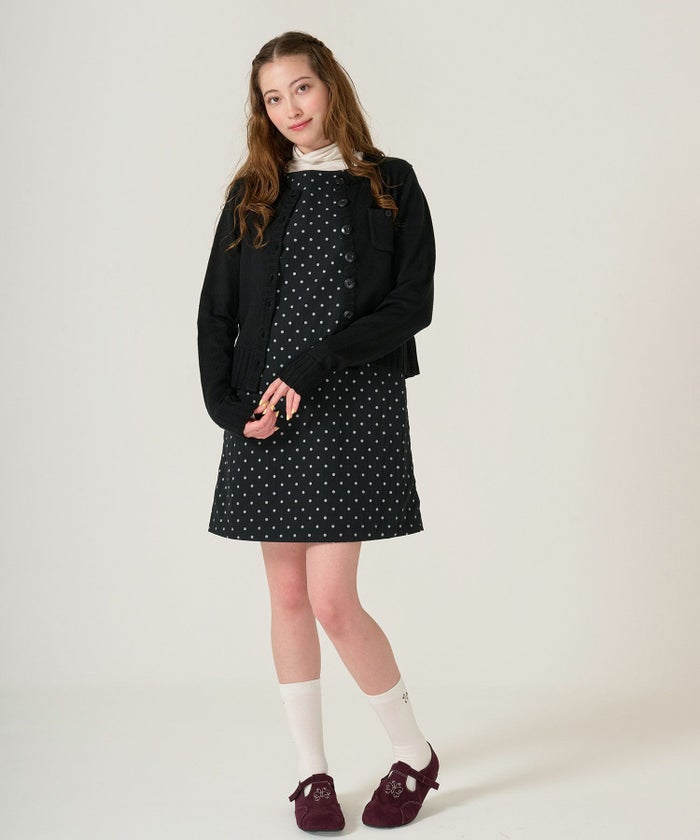 ドット/ジャンスカ/ワンピース/ブラック