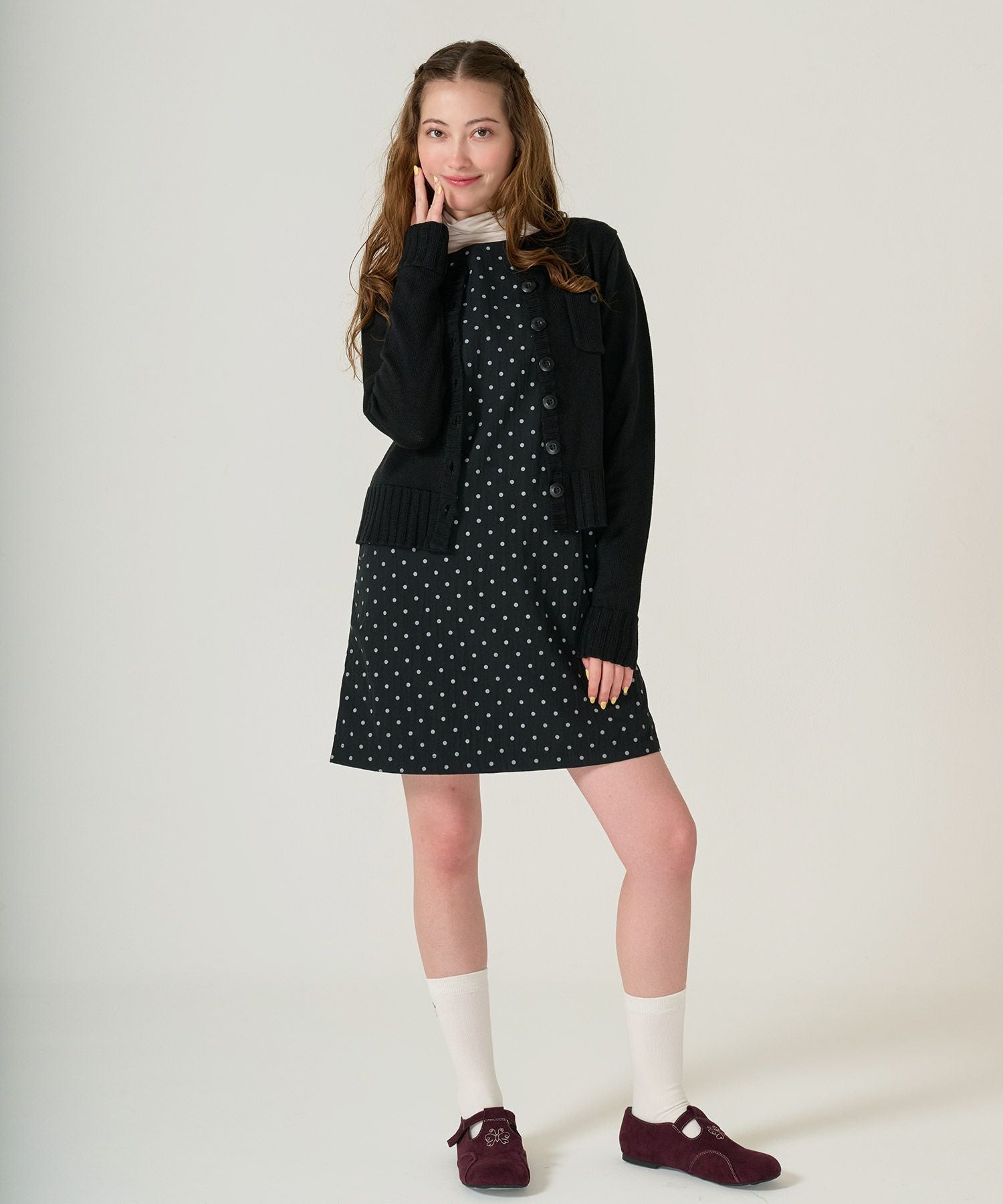 ドット柄 ミニ丈 ジャンスカ TINA：JOJUN 全2色｜tnj331-1121【3