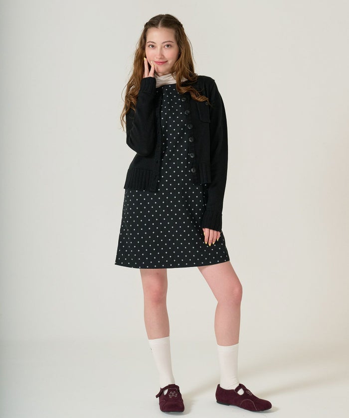 ドット/ジャンスカ/ワンピース/ブラック