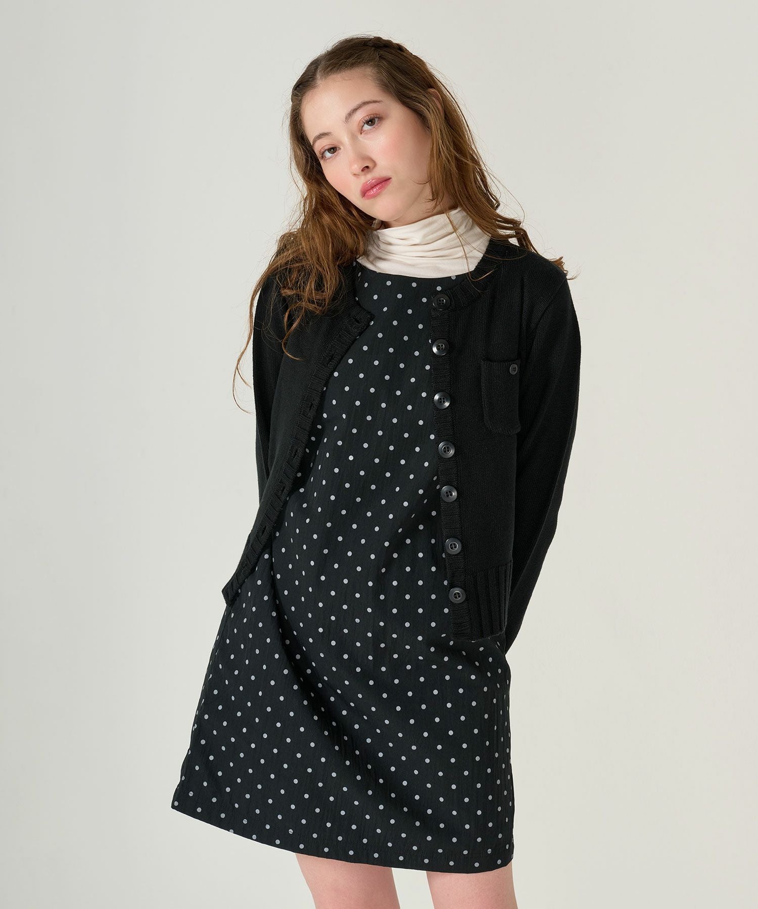 ドット柄 ミニ丈 ジャンスカ TINA：JOJUN 全2色｜tnj331-1121【3