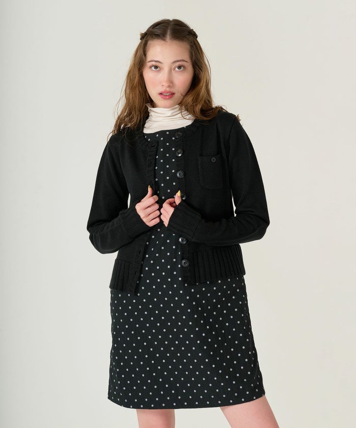 ドット/ジャンスカ/ワンピース/ブラック