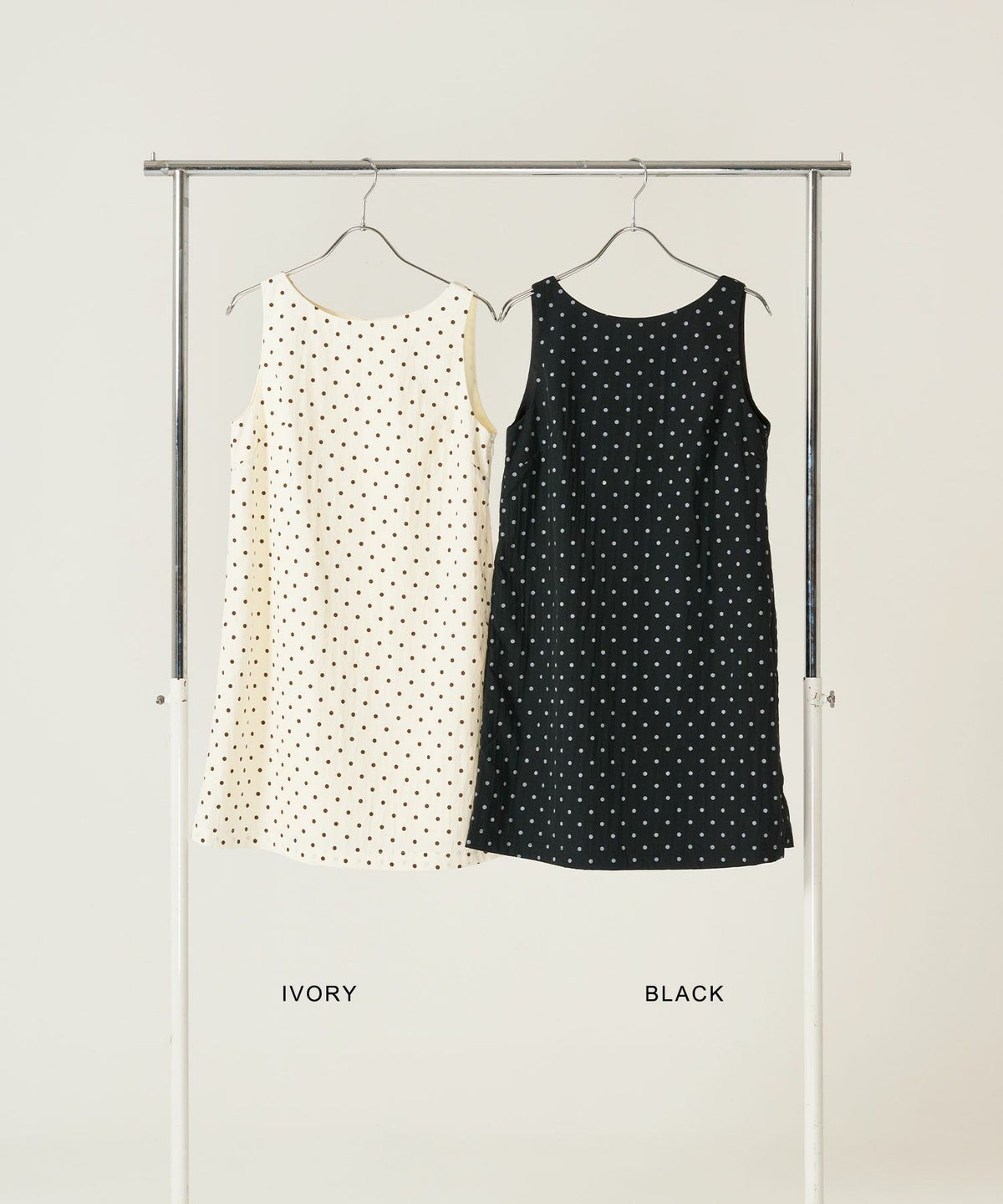 ドット/アイボリー/ジャンスカ/ワンピース/ブラック
