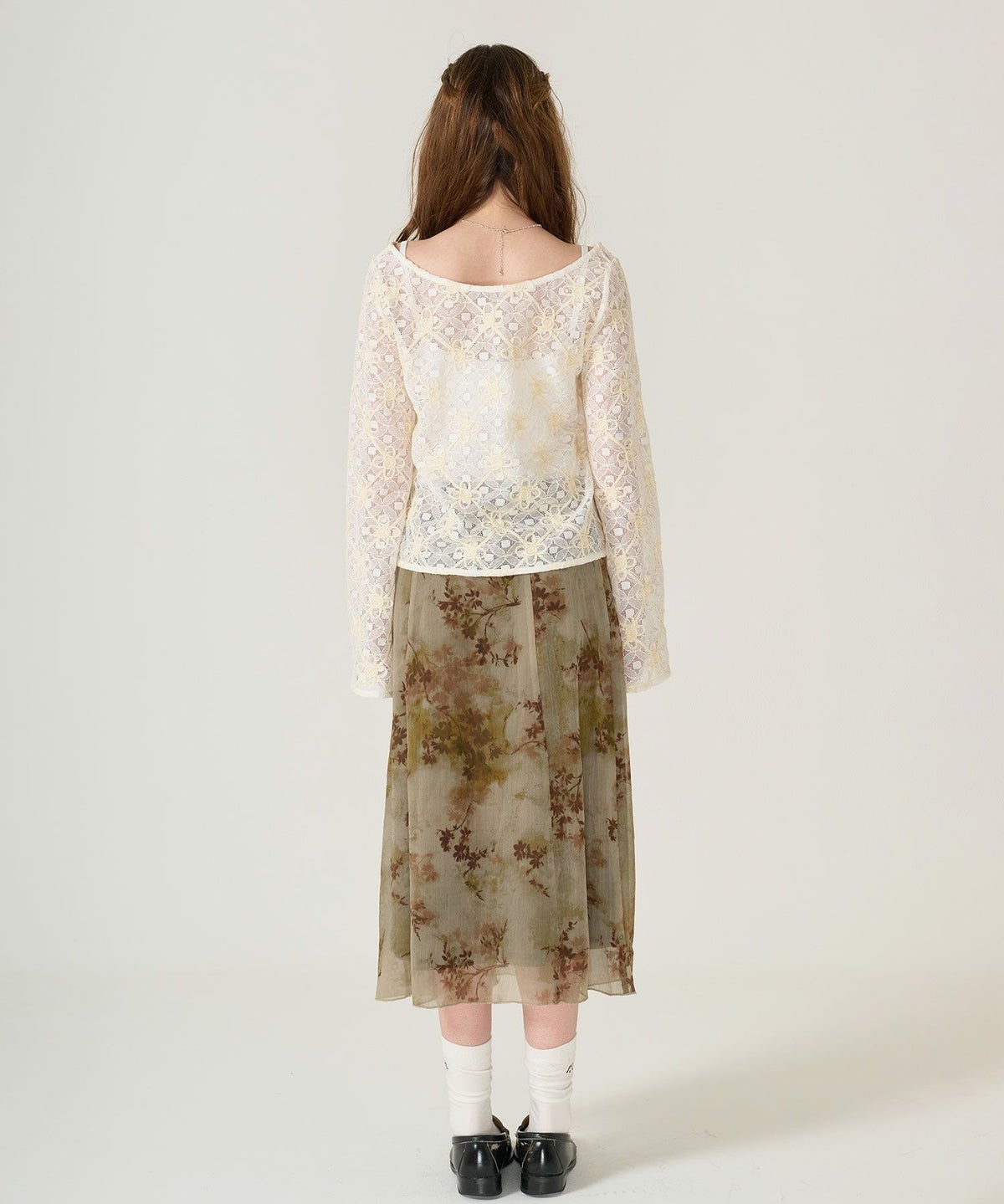 フラワー/刺繍/ トップス/ホワイト