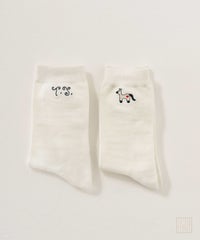 刺繍/ソックス/ポニー/白靴下