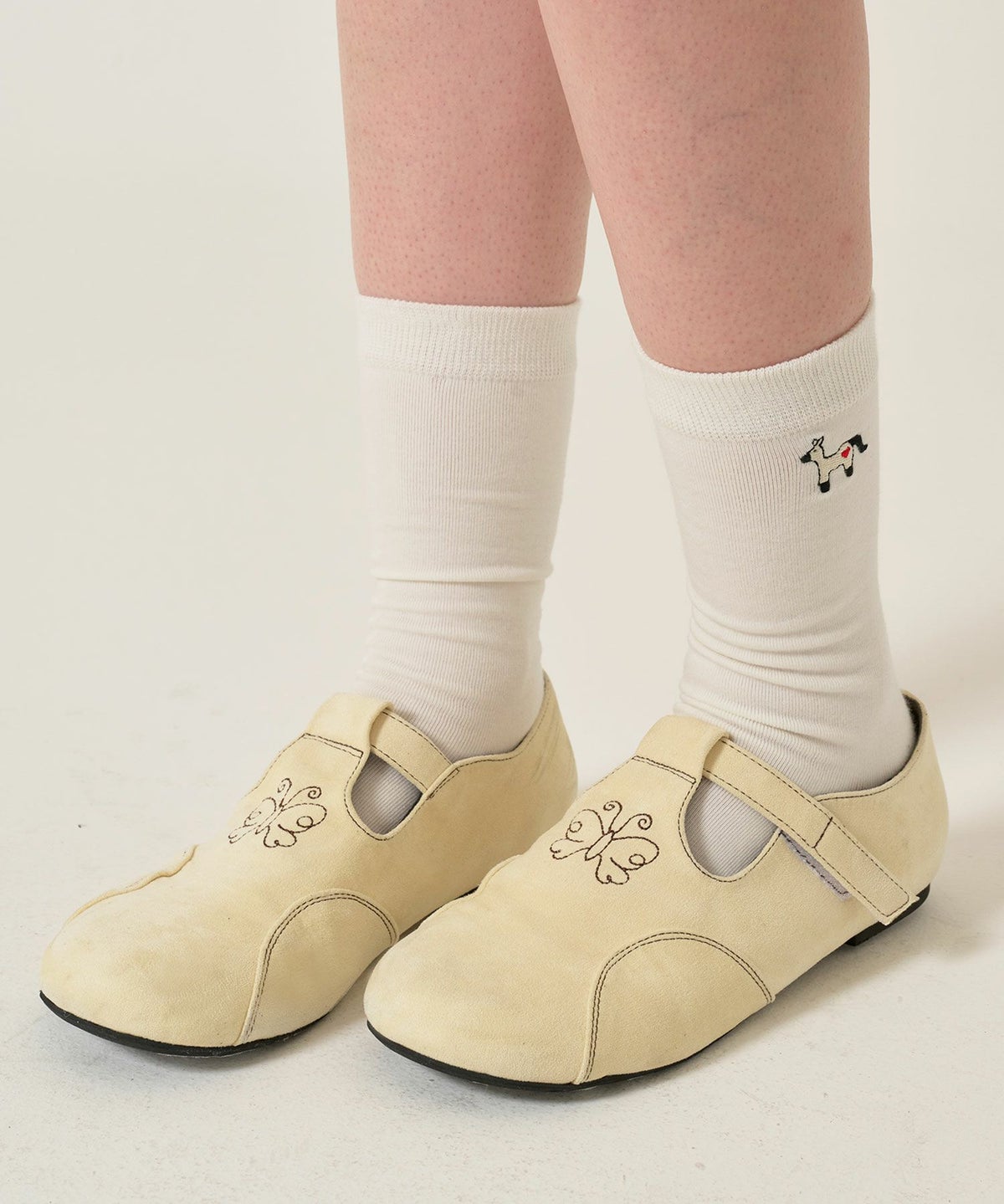 刺繍/ソックス/ポニー/白靴下