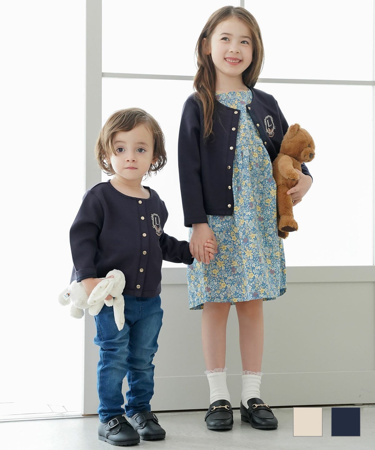 上品 キッズウェア おしゃれ 子供服 成長応援 ギフト 80 90 100 110 120 2歳 3歳 4歳 5歳 6歳 年少 年長 小学生 vaniller kids 木馬 エンブレム ダンボールニット カーディガン le reve vaniller