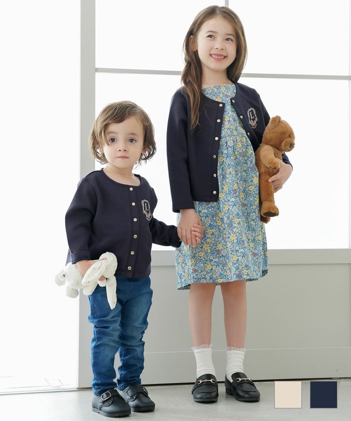 上品 キッズウェア おしゃれ 子供服 成長応援 ギフト 80 90 100 110 120 2歳 3歳 4歳 5歳 6歳 年少 年長 小学生 vaniller kids 木馬 エンブレム ダンボールニット カーディガン le reve vaniller