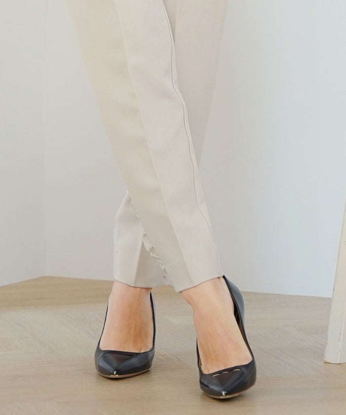 テーパード パンツ レディース フリル サイドフリル 細身 美脚 ポケット付き 裏地付き アイボリー ベージュ ブラック 大人かわいい きれいめ シンプル 春 夏 秋 通勤 オフィス カジュアル ボトムス スリムパンツ フェミニン フリルパンツ 着痩せ 楽ちん