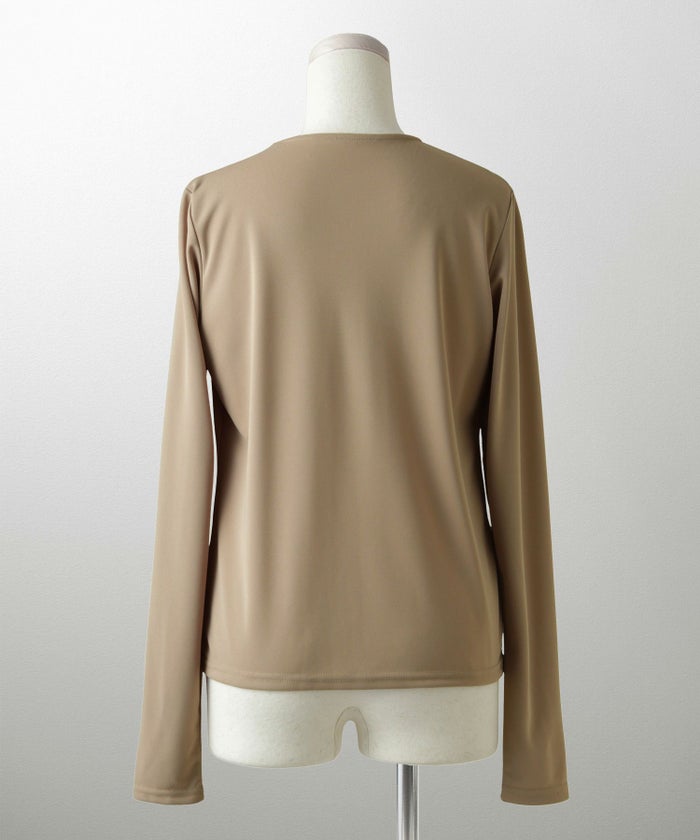 ツイスト トップス シンプル ドレープ カットソー プルオーバー オフィス アイボリー/サックス/モカ/ブラック/M/長袖