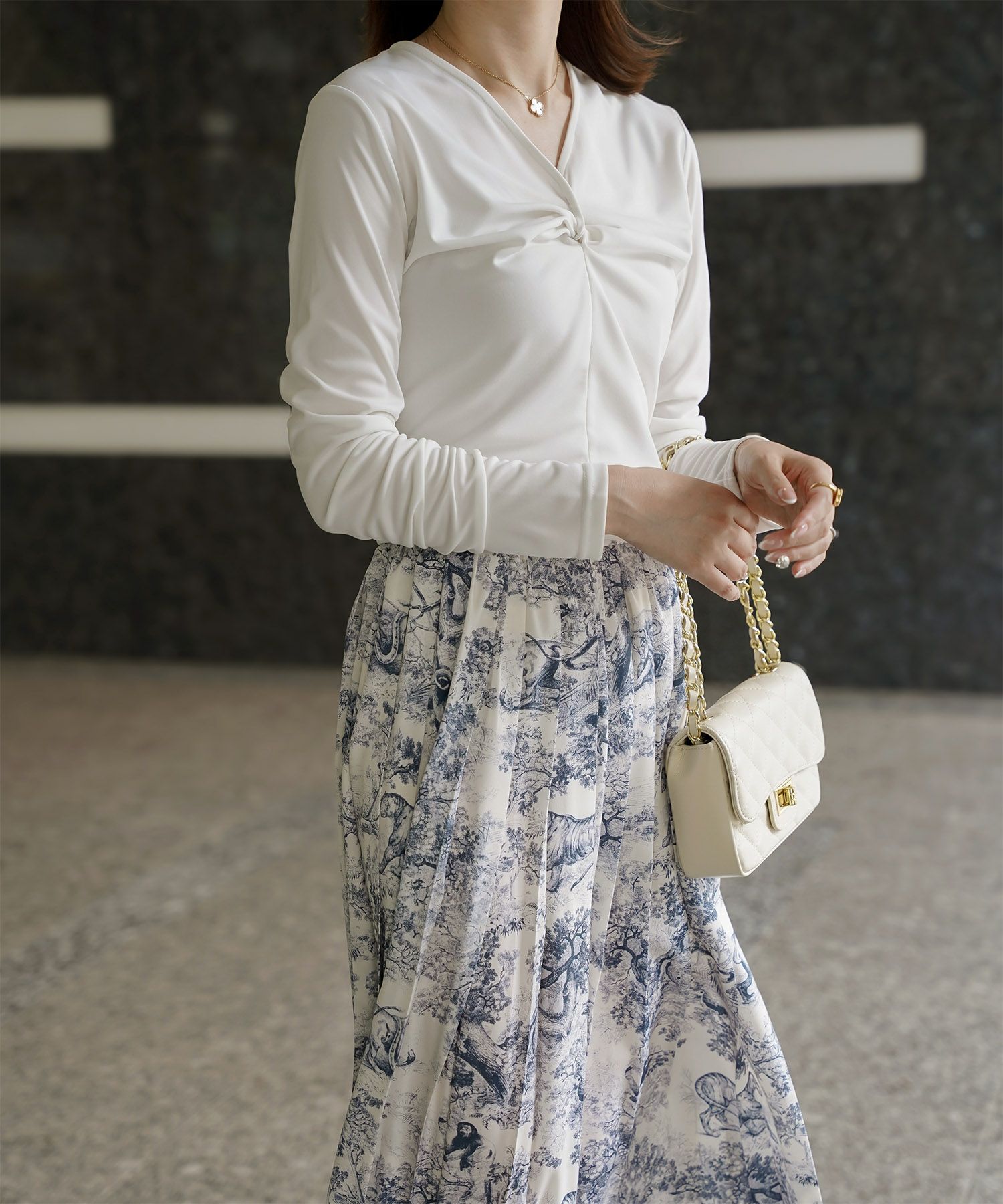 トワルドジュイ柄 プリーツ スカート HUIT 全2色｜hit631-0305【1