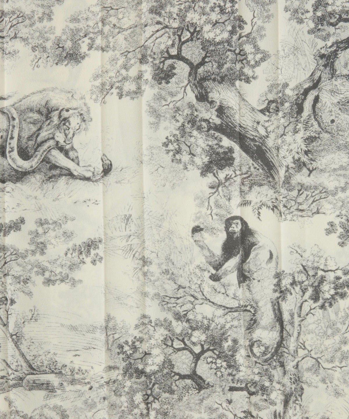 トワルドジュイ柄 プリーツ スカート レディース オールシーズン 総ゴム ミモレ丈 トワルドジュイ グレー/ネイビー/M